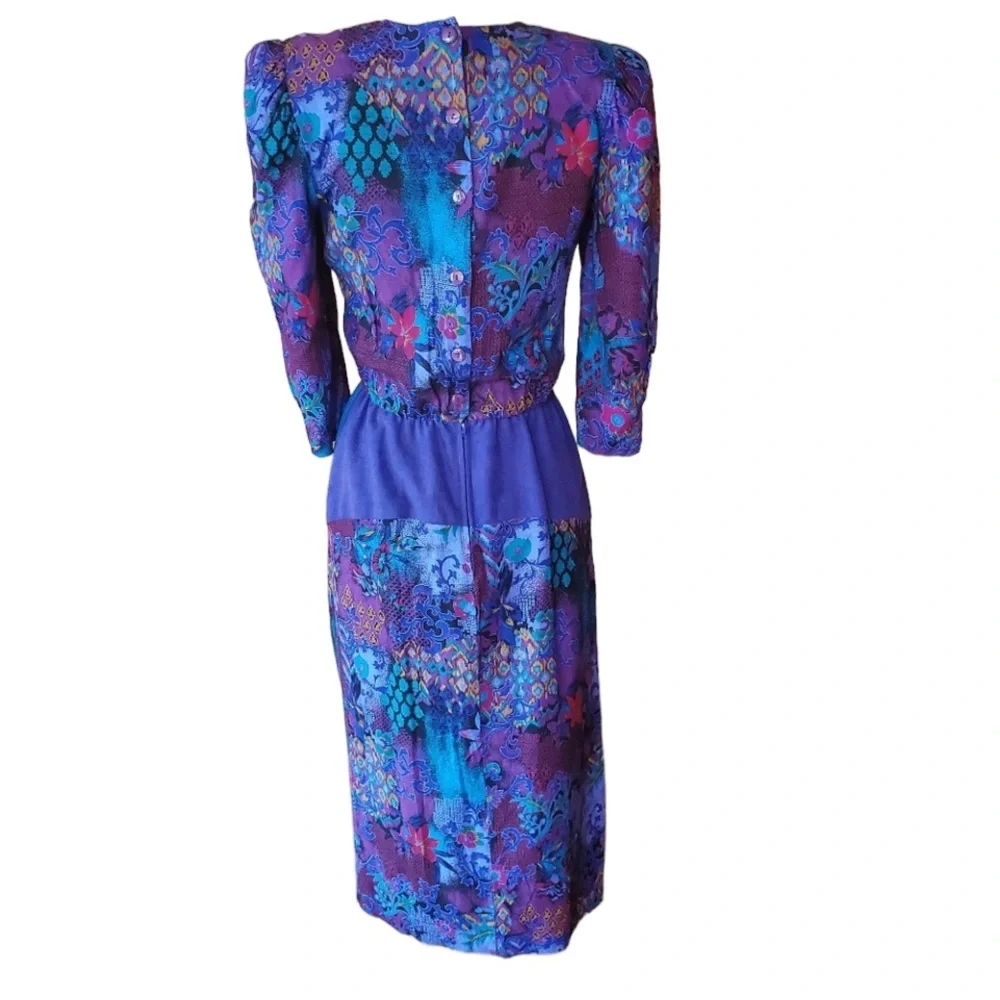 1980s Lisa II Multi-Color Secretary‎ Dress